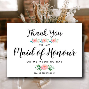 Thanks To My Maid Of Honour Maid of Honour Thank You Card
