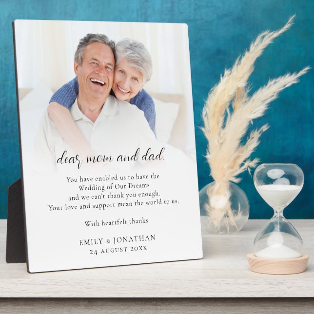 Thanks To Parents from Newlyweds Wedding Plaque (Side)