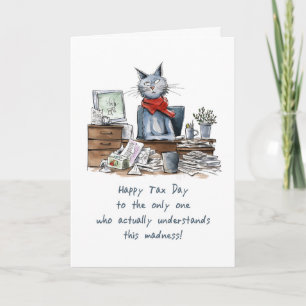 Thanks To Woman Accountant on Tax Day Funny Cat  Card