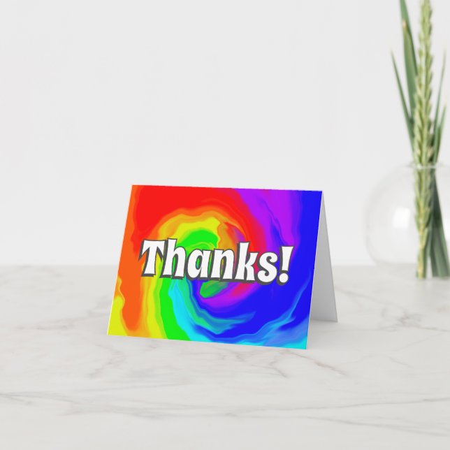 Thanks! Vibrant Heat Wave Swirl Retro 70s Birthday Thank You Card (Front)