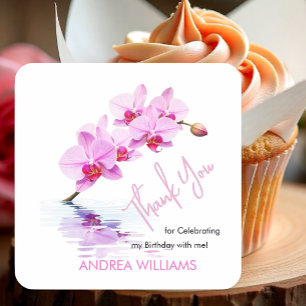 Thanks, Wild Orchid Flower Blossoms 50th Birthday Square Sticker