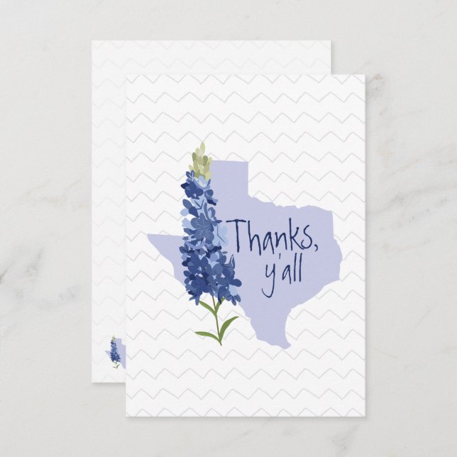 Thanks Y'all Bluebonnet Texas Thank You Card (Front/Back)