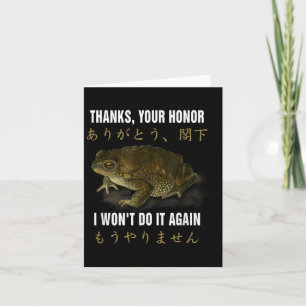 Thanks Your Honor I Won't Do-it Again Frog English Card
