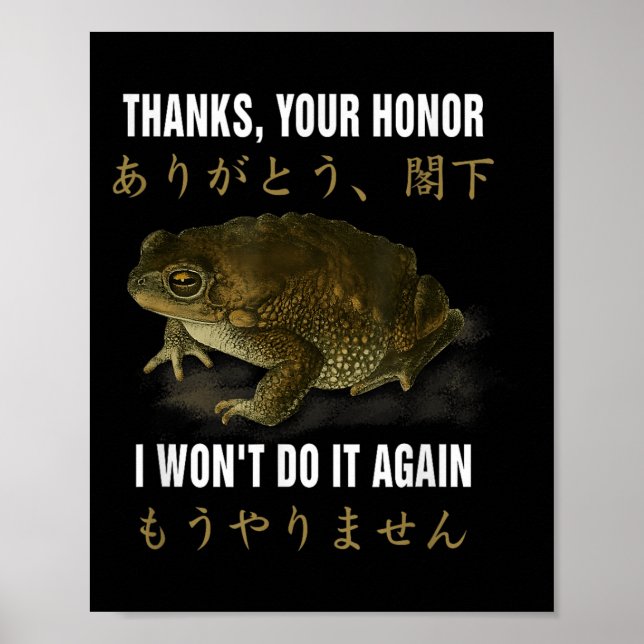 Thanks Your Honor I Won't Do-it Again Frog English Poster (Front)