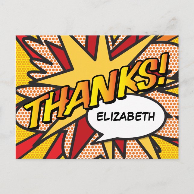 THANKS Your Message Speech Bubble Fun Retro Postcard (Front)