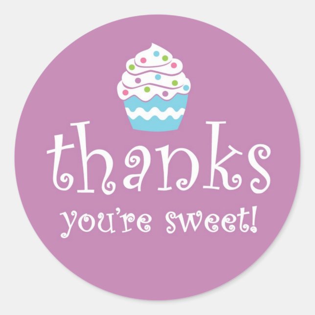 Thanks you're sweet Cupcake Sticker (Front)