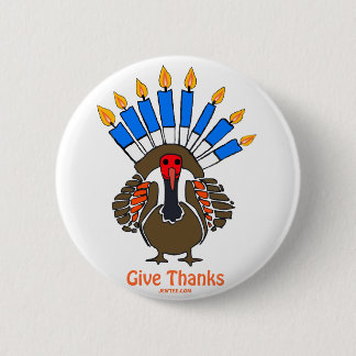 Thanksanukkah Thanksgivukkah  turkey menorah gift 6 Cm Round Badge