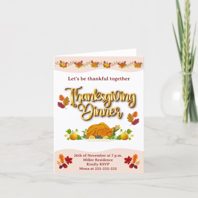 'Thanksgiing' Folded Note Card (Front)