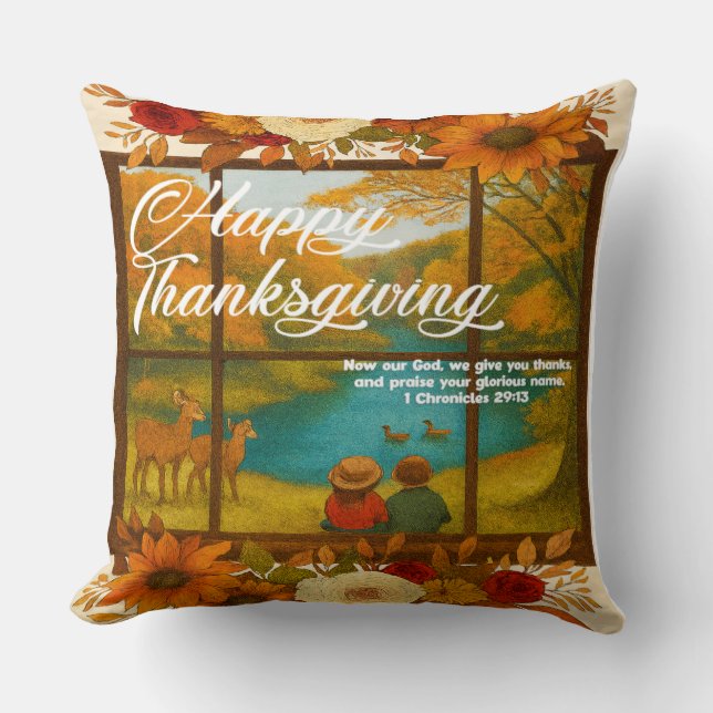 Thanksgiving 16" x 16" Throw Pillow (Front)