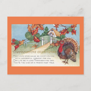thanksgiving 1927 vintage turkey holiday postcard