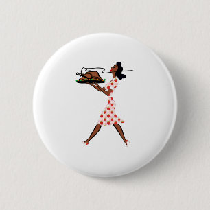 thanksgiving 1950s black housewife 6 cm round badge