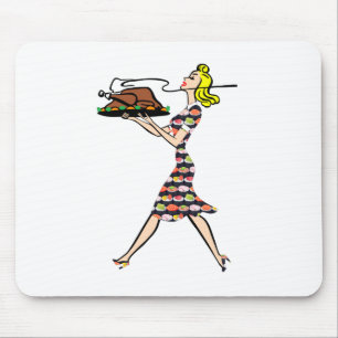 thanksgiving 1950s blonde housewife mouse pad