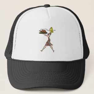 thanksgiving 1950s blonde housewife trucker hat