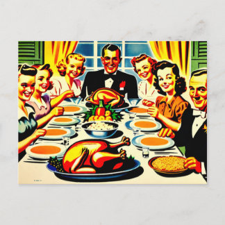 Thanksgiving 1950s Style Holiday Postcard