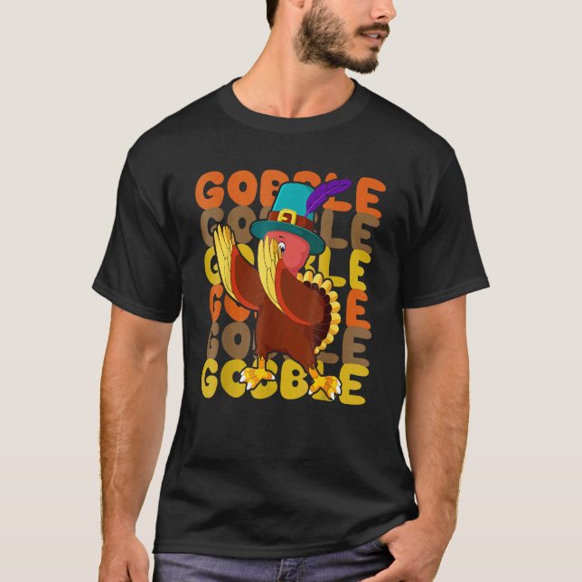 Thanksgiving 2022 Pilgrim Gobble Dabbing Turkey Au T-Shirt (Front)