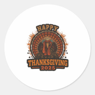 Thanksgiving 2025 Family Matching Funny Retro Turk Classic Round Sticker