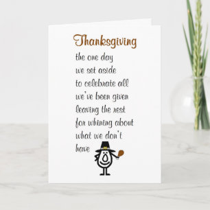 Thanksgiving - a funny Happy Thanksgiving poem Holiday Card