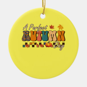 Thanksgiving A Perfect Autumn Day Retro Vintage Ceramic Ornament