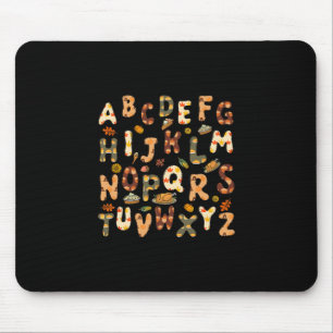 Thanksgiving Abc Alphabet Turkey Day Fall Leaves T Mouse Pad