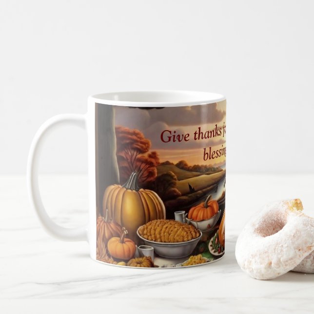 Thanksgiving Abundance Coffee Mug (With Donut)