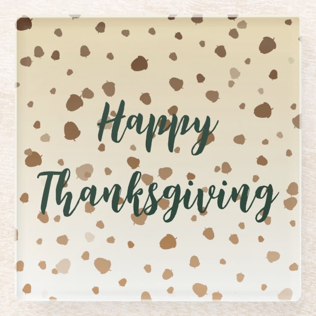 Thanksgiving Acorns Glass Coaster (Front)