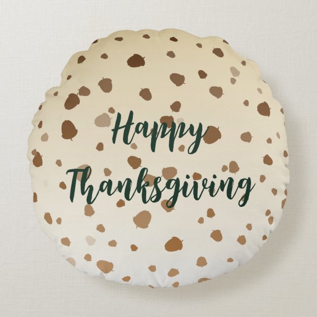 Thanksgiving Acorns Round Cushion (Front)