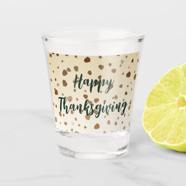 Thanksgiving Acorns Shot Glass (Front)