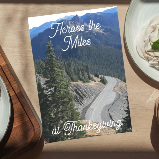 Thanksgiving Across the Miles Mountain Road Holiday Card (In Situ)