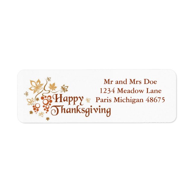 Thanksgiving Address Labels/Happy Thanksgiving Return Address Label (Front)