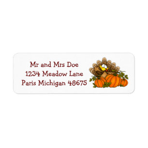 Thanksgiving Address Labels/Turkey Return Address Label