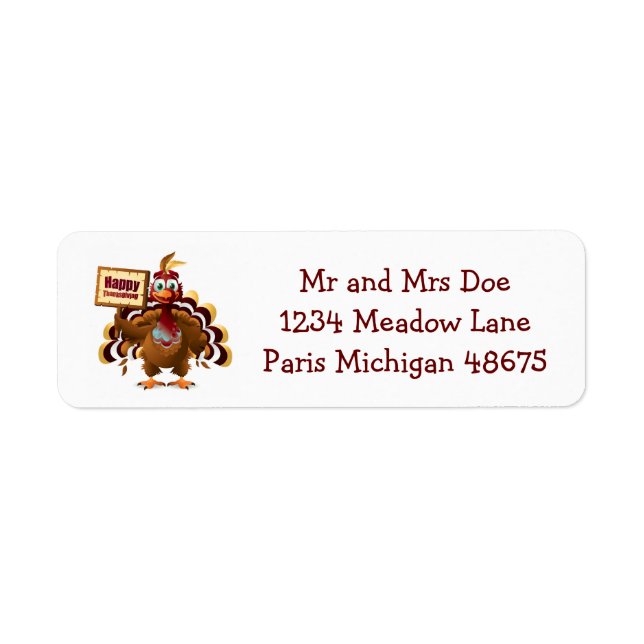 Thanksgiving Address Labels/Turkey Return Address Label (Front)