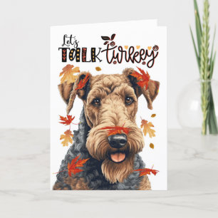 Thanksgiving Airedale Dog Let's Talk Turkey Holiday Card