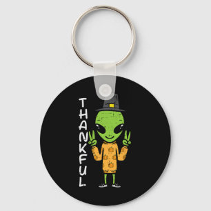 Thanksgiving Alien Thankful Funny Fall Space Men B Key Ring