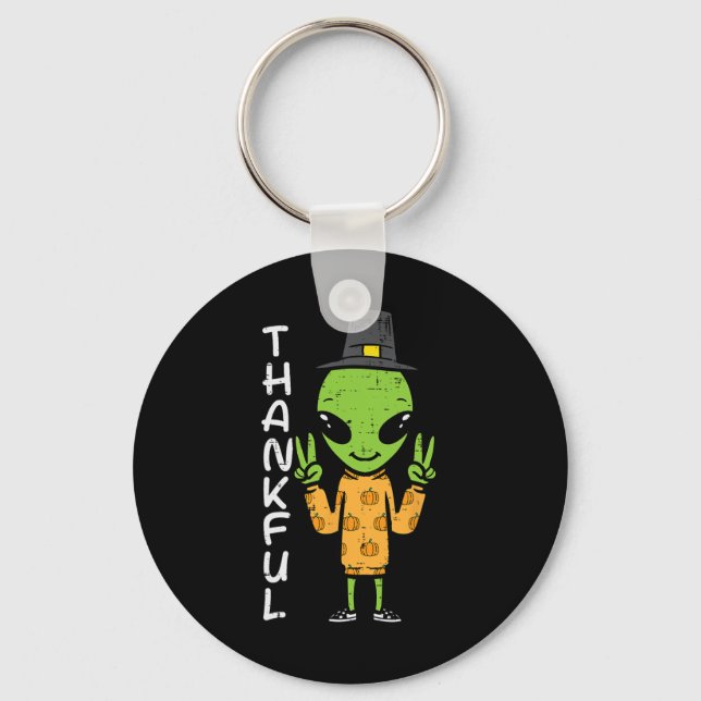 Thanksgiving Alien Thankful Funny Fall Space Men B Key Ring (Front)