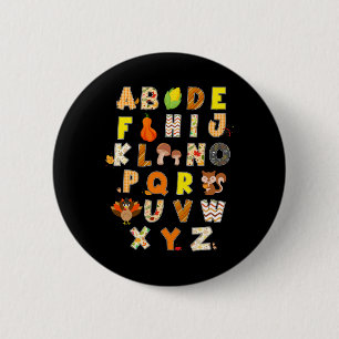 Thanksgiving Alphabet Funny Turkey Fall Preschool 6 Cm Round Badge