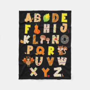 Thanksgiving Alphabet Funny Turkey Fall Preschool Fleece Blanket