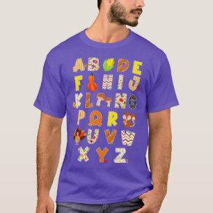 Thanksgiving Alphabet Funny Turkey Fall Preschool T-Shirt