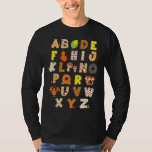 Thanksgiving Alphabet Funny Turkey Fall Preschool T-Shirt