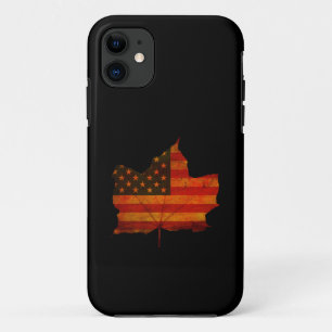 THANKSGIVING AMERICAN FLAG AUTUMN LEAVES GIFT iPhone 11 CASE