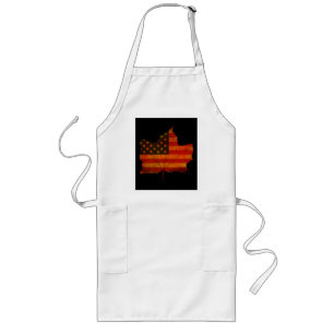 THANKSGIVING AMERICAN FLAG AUTUMN LEAVES GIFT LONG APRON