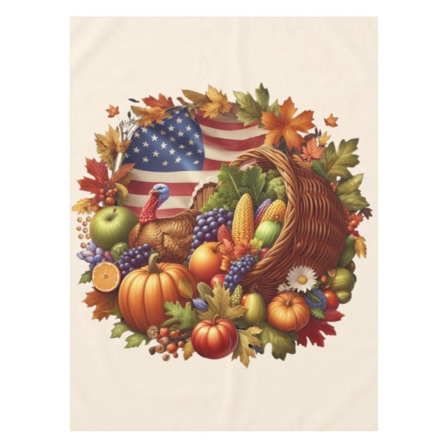 Thanksgiving/American/Turkey/Fall  Tablecloth (Front)