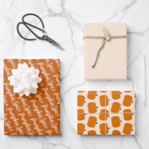 Thanksgiving and Fall Pumpkins Spice orange Wrapping Paper Sheet