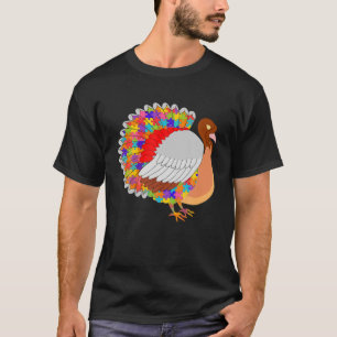 Thanksgiving Autism Turkey Jigsaw Puzzle Gobble T-Shirt