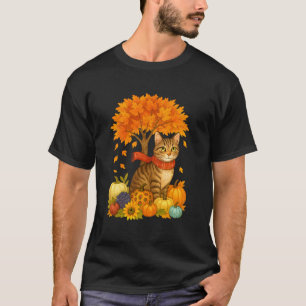 Thanksgiving Autumn Fall Cat Leaf Fall Tree It's F T-Shirt