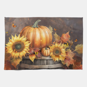 Thanksgiving Autumn Fall Foliage Leaves Tea Towel