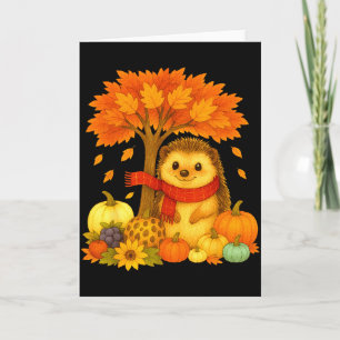 Thanksgiving Autumn Fall Hedgehog Leaf Fall Tree  Card