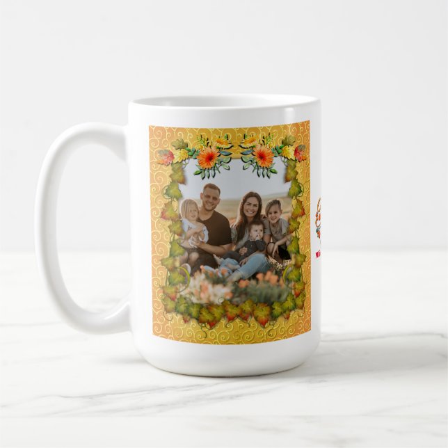 Thanksgiving Autumn Fall Maple Leaf and Sunflower Coffee Mug (Left)
