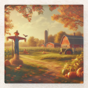 Thanksgiving/Autumn/Fall on the farm Glass Coaster