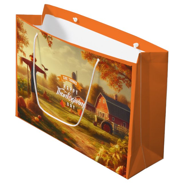 Thanksgiving/Autumn/Fall on the farm Large Gift Bag (Front Angled)