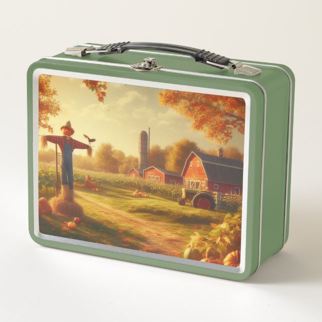 Thanksgiving/Autumn/Fall on the farm Metal Lunch Box (Front)